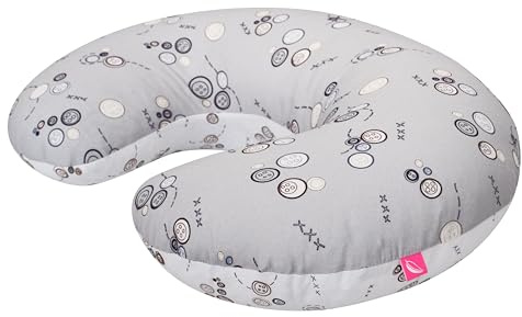 Mother hood Stillkissen ergonomisch, Öko-Tex Standard 100, graue Knöpfe