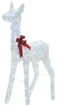 Beliani Outdoor Weihnachtsbeleuchtung LED Metall Hirsch weiß Stromanschluss Aurenne