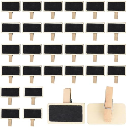 30 pinces ardoise mini, tableau d’étiquettes, réutilisables avec craie, marque place anniversaire, ardoise craie