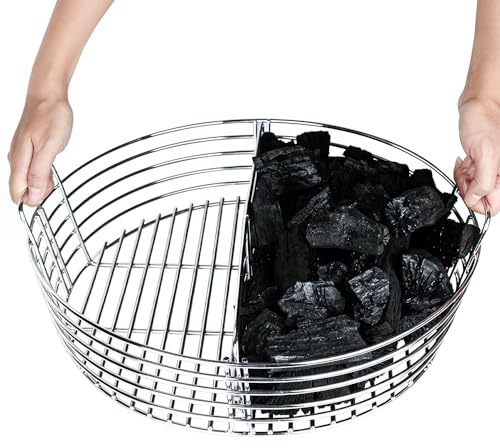 The Accessories for Big Green Egg XL Charcoal Ash Basket Ash Clean Tool | Replacement Parts for XLarge BGE, Stainless Steel (with Divider)