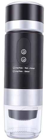 Cryfokt Machine à café Portable, Double Batterie 7500 MAh, Cafetière Rechargeable 20, Cafetière de Camping avec Préparation Rapide, Compatible Terre et Capsule pour Voyage, Bureau, Camping