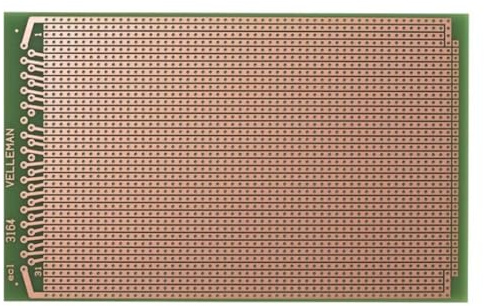 Velleman Eurocard, 100 x 160 mm, Vollzeilentyp, einseitig, Eurodin DIN41612 und DIN41617, Epoxidharz FR-4, grün
