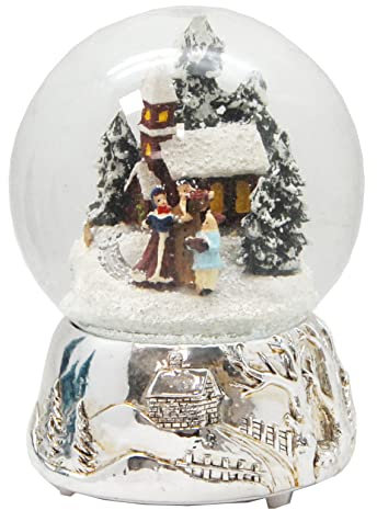 XXL Schneekugel Weihnachtssinger auf Sockel Landschaft mit Spieluhr | 140mm hoch Musik-Spieluhr Weihnachtsmelodie | 20274