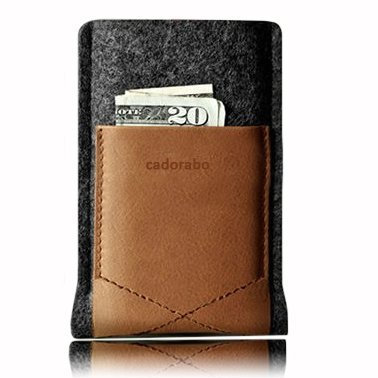 Cadorabo ! Woll Filz Sleeve mit Kartenfach für Apple iPhone 3/4 / 5 / 5S und weitere Phones Siehe Beschreibung in Schwarz - Grau