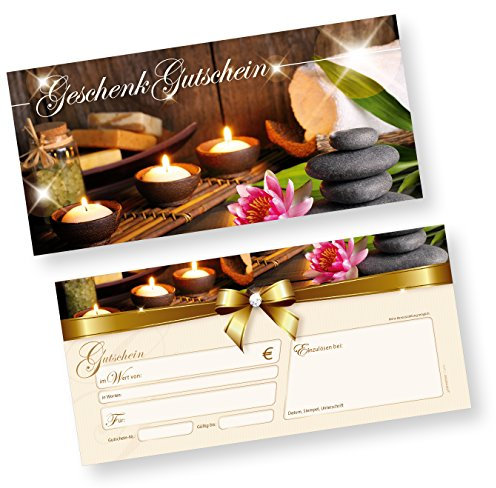 tatmotive Geschenkgutschein Wellness (50 Stück) einfach Werte eintragen und stempeln, für Massage & Beauty
