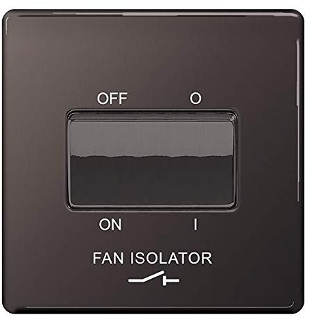 BG Electrical Screwless Flatplate Triple Pole Fan Isolator Switch, 10AX, Black Nickel, FBN15-01