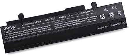 vhbw 1x batteria compatibile con Asus Eee PC 1215PN, 1215PEM, 1215PED, 1215N, 1215P, 1215n pu17, 1215PE notebook (4400mAh, 11,1V, Li-Ion) - nero