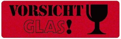 Etikett ZWE 3050 Vorsicht Glas * 10st 119x38mm Kleinpackung VE=7