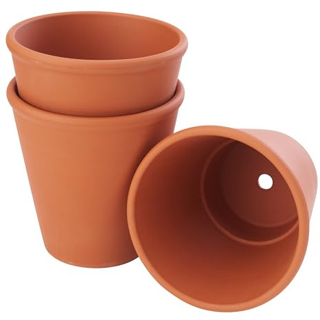 VBS Terrakotta-Rosentöpfe 3 STK unglasiert aus Terrakotta Innen-Ø 12 cm, H 14 cm