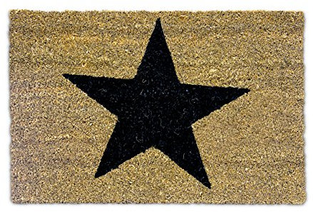 Relaxdays Fußmatte Kokos STERN 40 x 60 cm Kokosmatte mit rutschfester PVC Unterlage Fußabtreter aus Kokosfaser als Schmutzfangmatte und Sauberlaufmatte Fußabstreifer für Außen und Innen Matte, braun