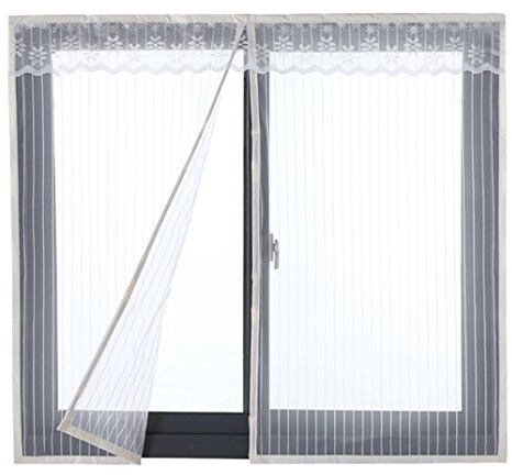 Icegrey Moustiquaire de Porte Ou Fenetre Magnetique Rideau Moustiquaire De Porte Avec Aimants Blanc 150x150cm