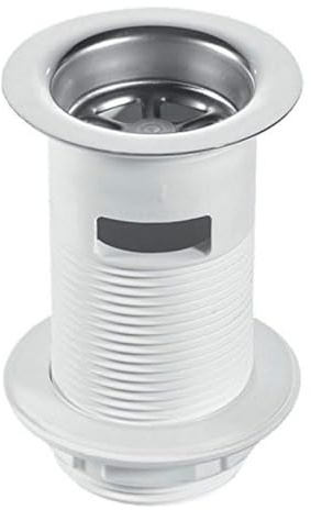 McAlpine BSW2 1.25 White Plastic Basin Waste - Backnut Model 60mm Stainless Steel Flange x 3.5 Tail with Black PVC Plug