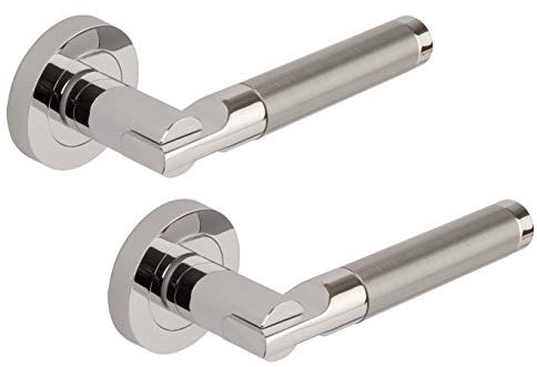 Excel DH3685 Seriphos Passage Door Handles on Round Rose, Duel Polished/Satin Chrome