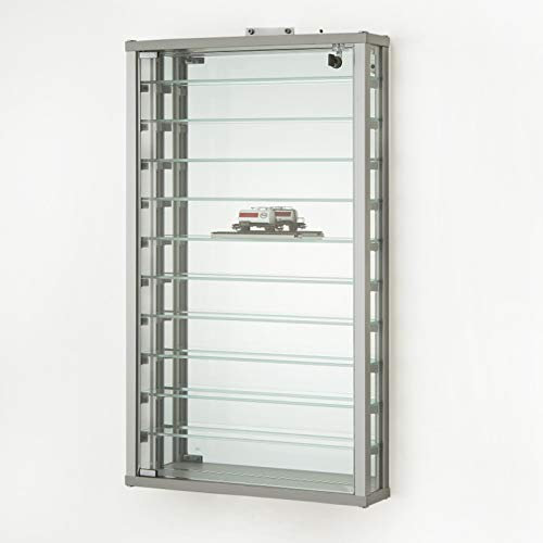 MHN Sammlervitrine & Hängevitrine 11 x 51,5 x 86,5 cm – abschließbare Glasvitrine &Speigelrückwand - Ideal für Figuren, Modellautos, Zippo Feuerzeuge, Ü-Eier-Figuren und Deko – Ohne Beleuchtung