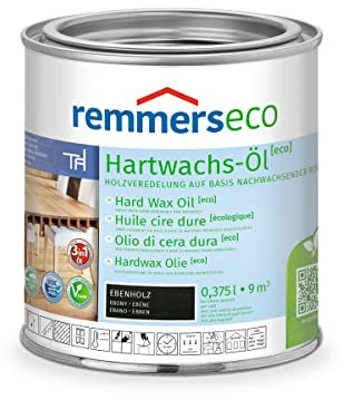 Remmers Hartwachs-Öl [eco] ebenholz, 0,375 Liter, Hartwachsöl für innen, natürliche Basis, Beize, Öl und Versiegelung in einem, nachhaltig, vegan