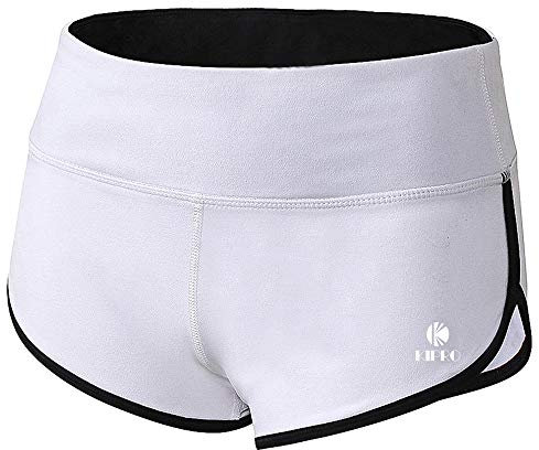 Kipro Damen Elastische Taille Sport Kurze Hosen Weiß M