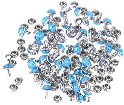 50 Pz Ornamento Della Borsa Delle Scarpe Punti Borchie Chiodo Schiantato Rivetto Turchese Accessorio Fai Da Te Perno Borsa Per Scarpe