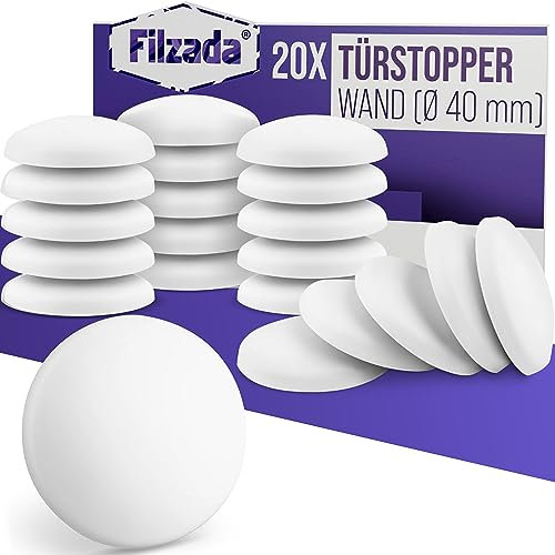 Filzada ® 20x Türstopper Wand selbstklebend weiß - Türpuffer zum Wandschutz - Für Türklinken zum Stoßschutz gegen Türanschlag