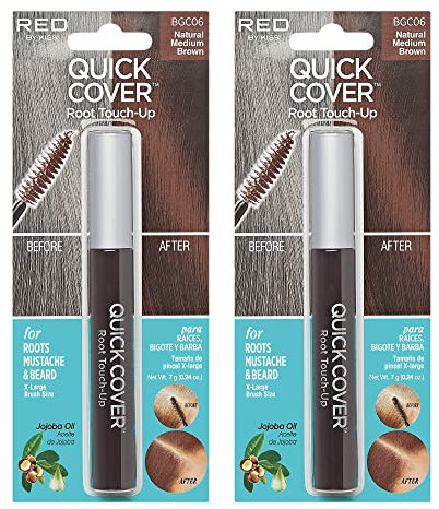 Kiss Colors BGC06 Ausbesserungspinsel für graue Haare, natürliches Mittelbraun, 2 Stück