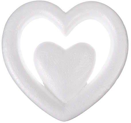 PRETYZOOM Styropor Herz DIY Handwerk Schaum Herz 25cm Kranz Basteln Bemalen Dekorieren Styroporformen Weihnachten Hochzeit Valentinstag Festival Party Dekoration Schulprojekte Weihnachtsdeko