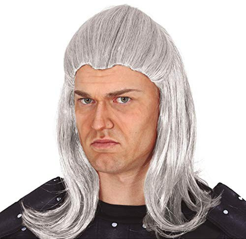 NET TOYS Authentische Witcher Perücke für Erwachsene - Grau - Außergewöhnliches Herren-Kostüm-Zubehör Zauberer Perücke Geralt von Riva - EIN Highlight für Fasching & Karneval