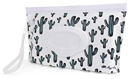 Itzy Ritzy Reusable Wipe Pouch – Take & Travel Pouch Holds Up to 30 Wet Wipes, Includes Silicone Wristlet Strap, Cactus
