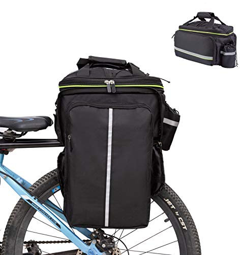 UBORSE Sacoche de Vélo Porte-Bagages 32L Double Sac de Roue Arrière Étanche Grande Capacité Sacoche de Cadre avec Housse de Pluie pour Vélo/VTT (32x20x21cm, Noir)