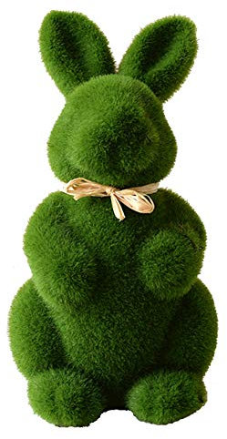 ISAKEN Osterhase Osterdeko,Künstliche Moos Hase Tierverzierungen Gartenstatuen, Pelziges Beflockte Hase Kaninchen,Skulpturen aus Kunstharz, für Frühling Ostern Deko Frühlingsdeko Wohnzimmer Tischdeko