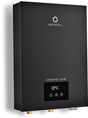 Airthereal Electric Tankless Water Heater 18kW, 240Volts - Endless On-Demand Hot Water - Self Modulates to Save Energy Use - Small Enough to Install Anywhere - for 2 Showers, Evening Tide series
