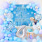 4. Gefroren Geburtstagsdeko Mädchen, Frozen Balloon Girlande Arch Kit Hintergrundplakat, Cake Topper, Weißblau Lila Konfetti Folie Schneeflocken Ballons für Princess Party (4th)