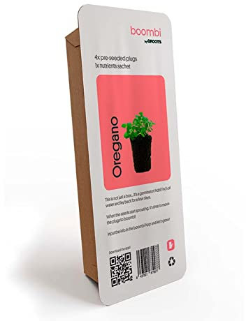 boombi | 4x Cápsulas de Cultivo de Orégano Fresco + 1 Sobre de Nutrientes | Específico para boombi | Planteles para Siembra en Huerto Vertical Automatizado | Plantas Vivas con Sustrato Natural