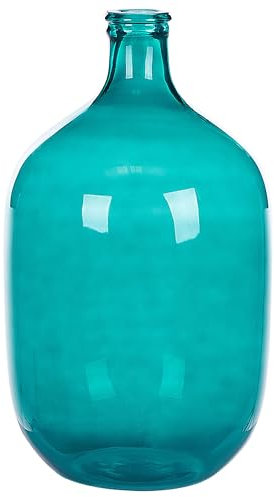 Runde Dekovase gefärbtes Glas handgefertigt blau türkis 48 cm Samosa