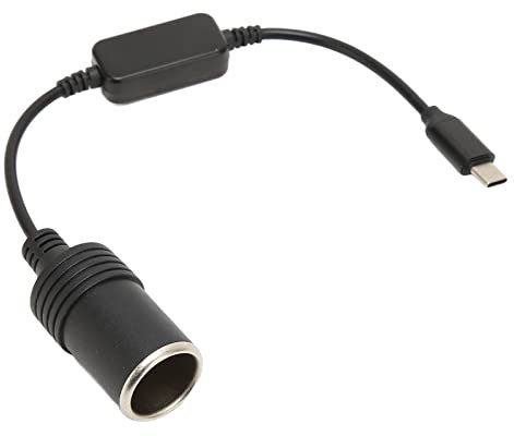 Mavis Laven 5V USB C Male to 12V Car Cigarette Lighter Socket Female Converter, Power Adapter Converter, for Driving Recorder DVR Dash Camera GPS, 0.3M/11.8in