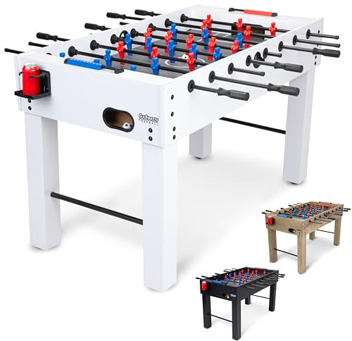 GoSports Kickertisch, 137,2 cm, weißes Finish, inkl. 4 Bälle und 2 Getränkehalter