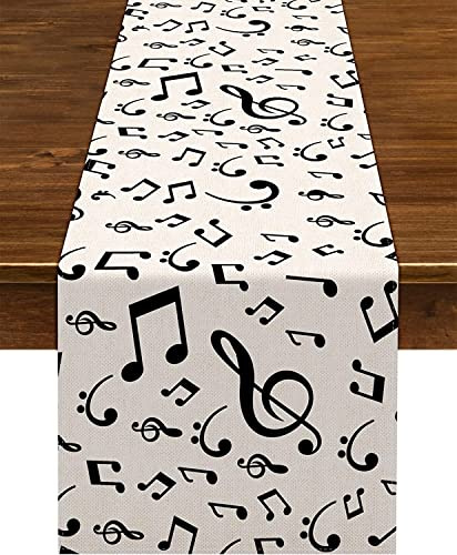 Nepnuser Tischläufer mit Musiknoten, 228 cm, lang, für Kinder, Musik, Veranstaltung, Geburtstag, Party, Dekoration, Esszimmer, Küche, Heimdekoration