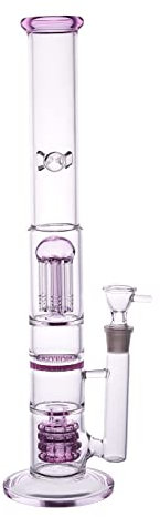RORA Bong en verre nid d'abeille de 16 pouces avec filtre Birdcage Recycler Grande pipe à eau droite en verre 18.8mm Bongs à fumer (Pink)