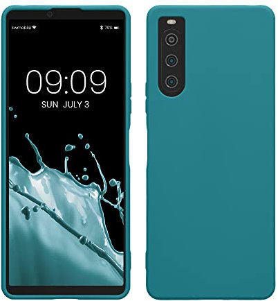kwmobile Hülle kompatibel mit Sony Xperia 10 V Hülle - weiches TPU Silikon Case - Cover geeignet für kabelloses Laden - Petrol matt