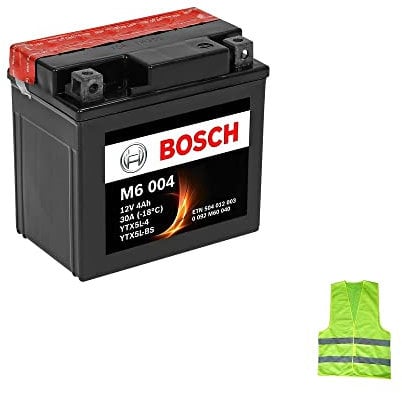 Kompatibel mit KTM SXF 4T 450 von Baujahr 2007 bis 2010, Akku Bosch YTX5L-BS M6004, gebrauchsfertig, Ladegerät mit 4 Ah, Ampere, 115 x 72 x 107 mm