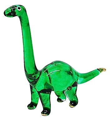 Mr_air_Thai_Glass_Blown Winzige 6,3 cm Lange grüne Apatosaurus-Dinosaurier-Figur – Miniatur-mundgeblasenes Glas, Dino prähistorisches Reptilien, Bunte Kristalltiere, kleine dekorative Sammlerfigur,