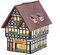 Bäckerei Fachwerkhaus aus Porzellan – Windlicht Lichthaus Miniatur-Modell - B11 x H16 x T17