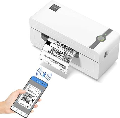 JADENS Bluetooth Etikettendrucker, DHL 4x6 Thermodrucker Ettikettendrucķer, Bluetooth Etikettiergerät Label Printer für Zalando, Amazon, Shopify, Barcode