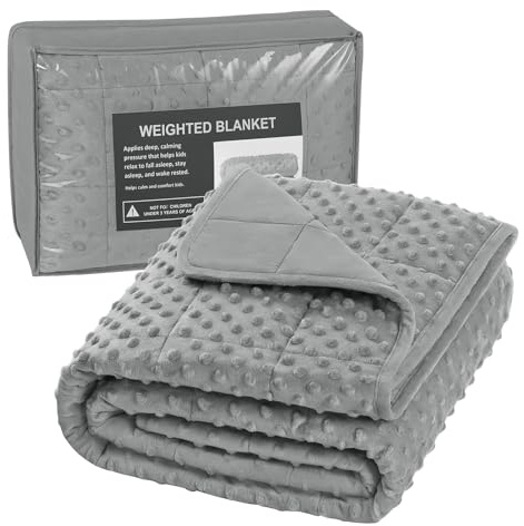 WOLTU viktad filt för barn, 1,4 kg, 90x120 cm, mjuk bomull, med minky prickar, dubbelsidig, tung filt för avstressning, avslappningsfilt, terapifilt för barn, grå