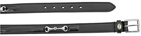 Cintura in cuoio modello Eggbutt con filetto argento 65 cm