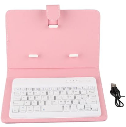 QANYEGN tui à Rabat pour Clavier Bluetooth, Housse Universelle pour Clavier ne Pas Fil avec Support, Adapté Aux Tablettes Et Smartphones(Rose)
