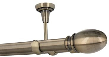 HDTL Gardinenstange Vorhangstange 25/19mm 2-läufig Deckenmontage Messing Antik 280 cm Eufeme