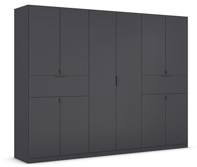 Rauch Möbel TICAO, Kleiderschrank, Farbe Grau metallic, Breite 271 cm | Schrank, Mehrzweckschrank, 10-türig, 2 Schubladen, für Schlafzimmer, Kinderzimmer, Homeoffice, Garderobe, Flur