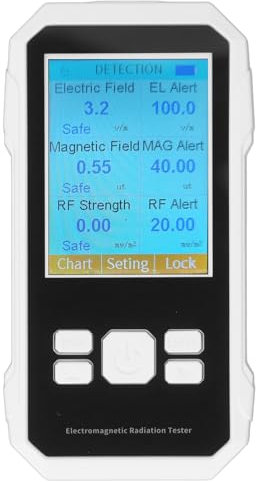 EMF-Messgerät Digitaler LCD-EMF-Detektor Prüft 5G-Schilder und Funkfrequenzen 10 GHz für die Geisterjagd Im Home Office Im Freien (WHITE)