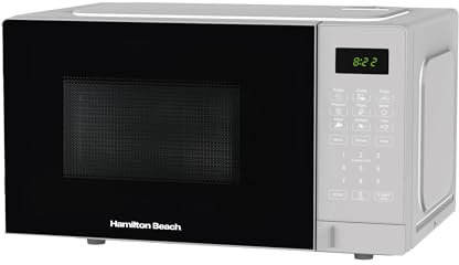 Hamilton Beach Microwave, 20L, 700W, Essential, Digital Controls, LED Display, 8 Presets, 10 Power Levels, Speed Defrost, Child Lock, Silver - HB20P7PDS