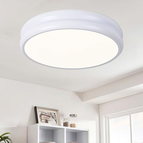 Naoeoon Modern Rund LED Deckenleuchte 30cm,Deckenlampe Weiß 24W 4000K Neutralweiß für Küche,Flur,Schlafzimmer