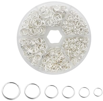 1390 Stück Silbere Biegeringe, Metall Offene Ringe Schmuck Reparatur Kettenringe Sprungringe für für Schmuckherstellung DIY Armbänder Halsketten Handwerk
